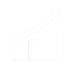 A graph with two bars and an upward-pointing arrow, indicating growth or progress.