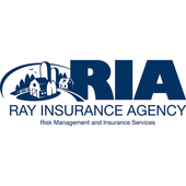 Ray Insurance Agency logo with farm scene and dark blue "RIA" text.