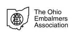 Logo for The Ohio Embalmers Association with Ohio outline and globe emblem