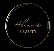 Das Logo für Alexas Beauty ist ein goldener Kreis auf schwarzem Hintergrund.