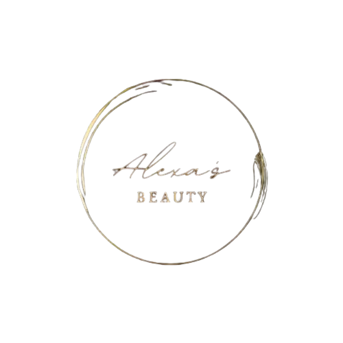 Ein Logo für Alexas Schönheit wird auf einem weißen Hintergrund angezeigt