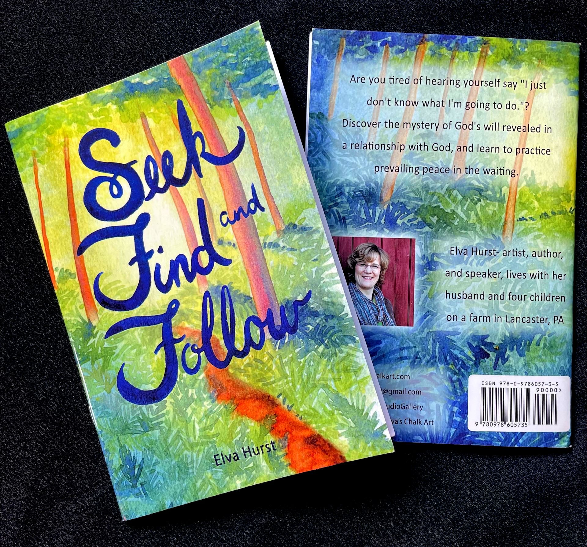 A book titled seek find and follow sits on a table