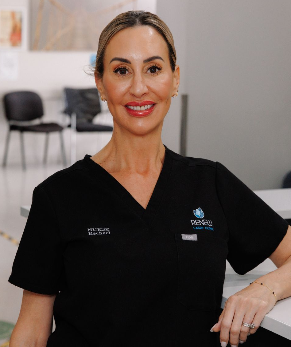 A Woman is Getting Her Eyebrows Trimmed With a Scalpel — Renew Laser Clinic in Taree, NSW