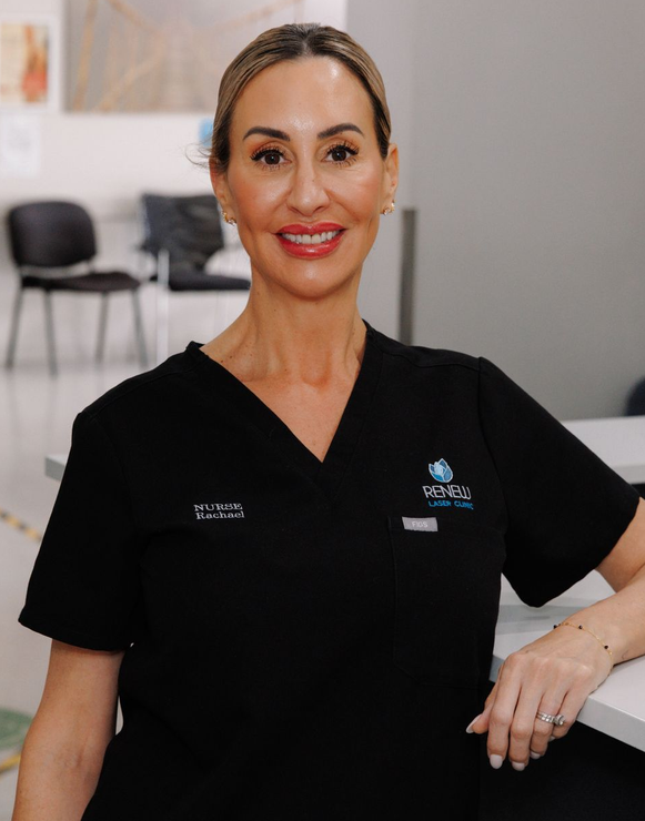 A Woman is Getting Her Eyebrows Trimmed With a Scalpel — Renew Laser Clinic in Taree, NSW