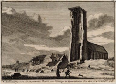 De Agneskerk op het strand van Egmond, 1741