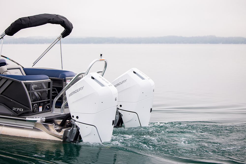 boat with two white engines