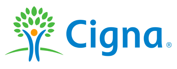 A cigna logo with a tree in the middle