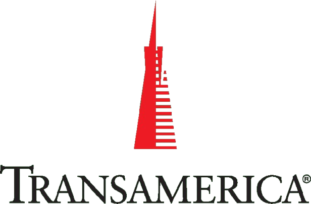 A transamerica logo with a red tower on a white background.