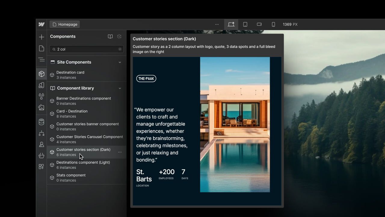 Webflow component previews