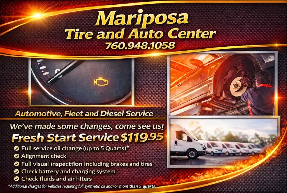 Fresh Start Service $119.95 Special | Mariposa Tire & Auto