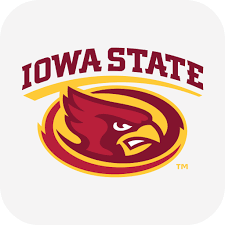 A logo for iowa state university with a red and yellow bird in a circle.