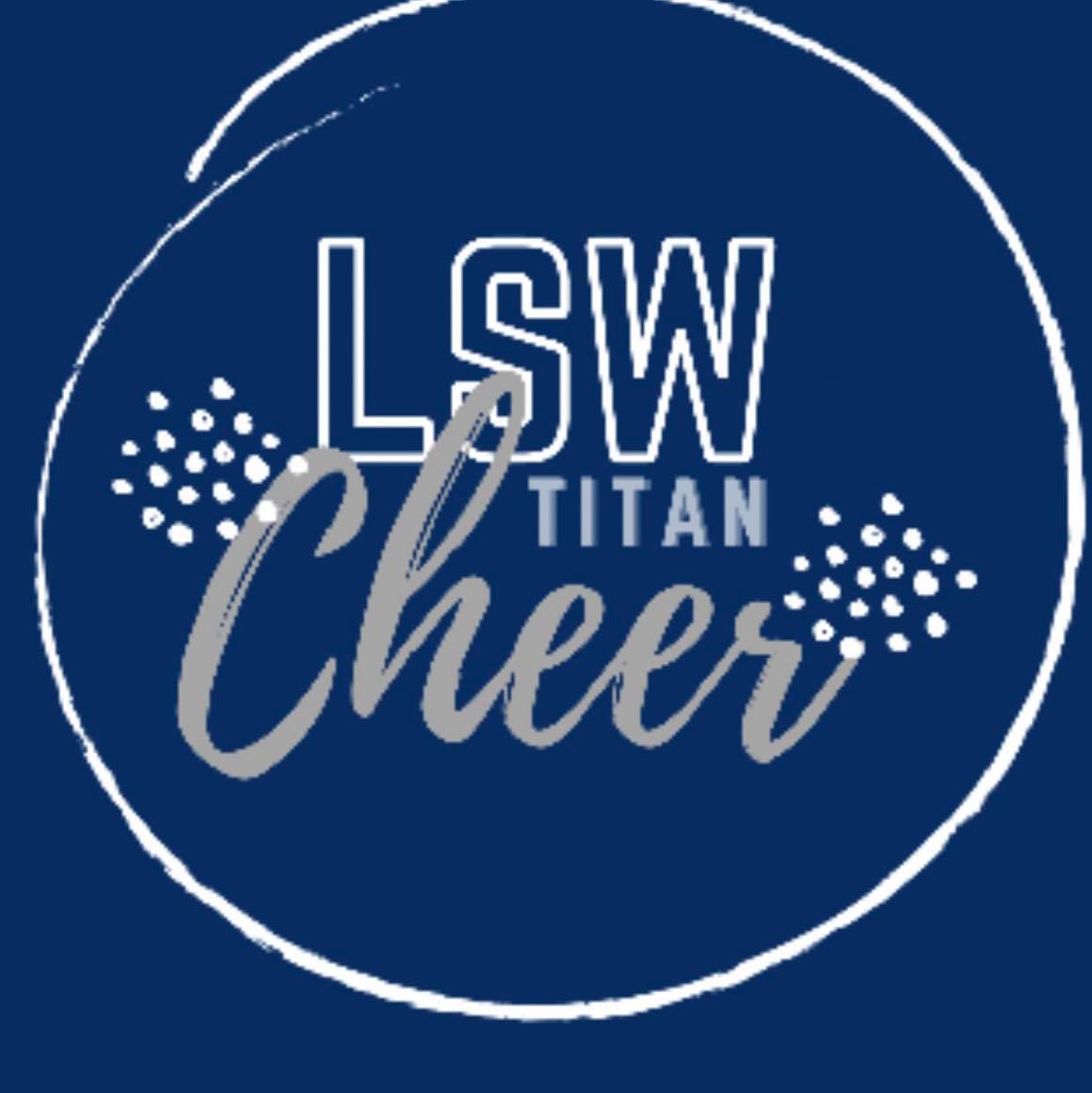 A logo for lsw titan cheer on a blue background