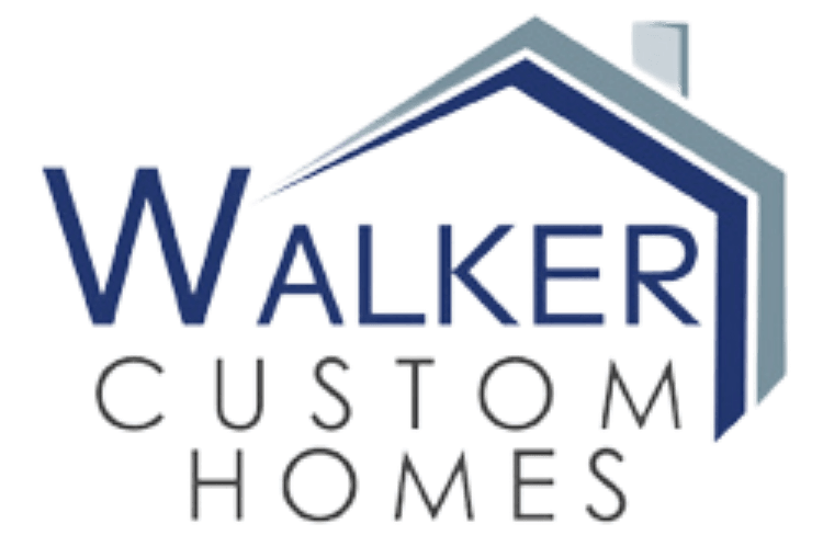 The logo for walker custom homes has a house on it