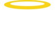 A yellow angel ring on a white background.