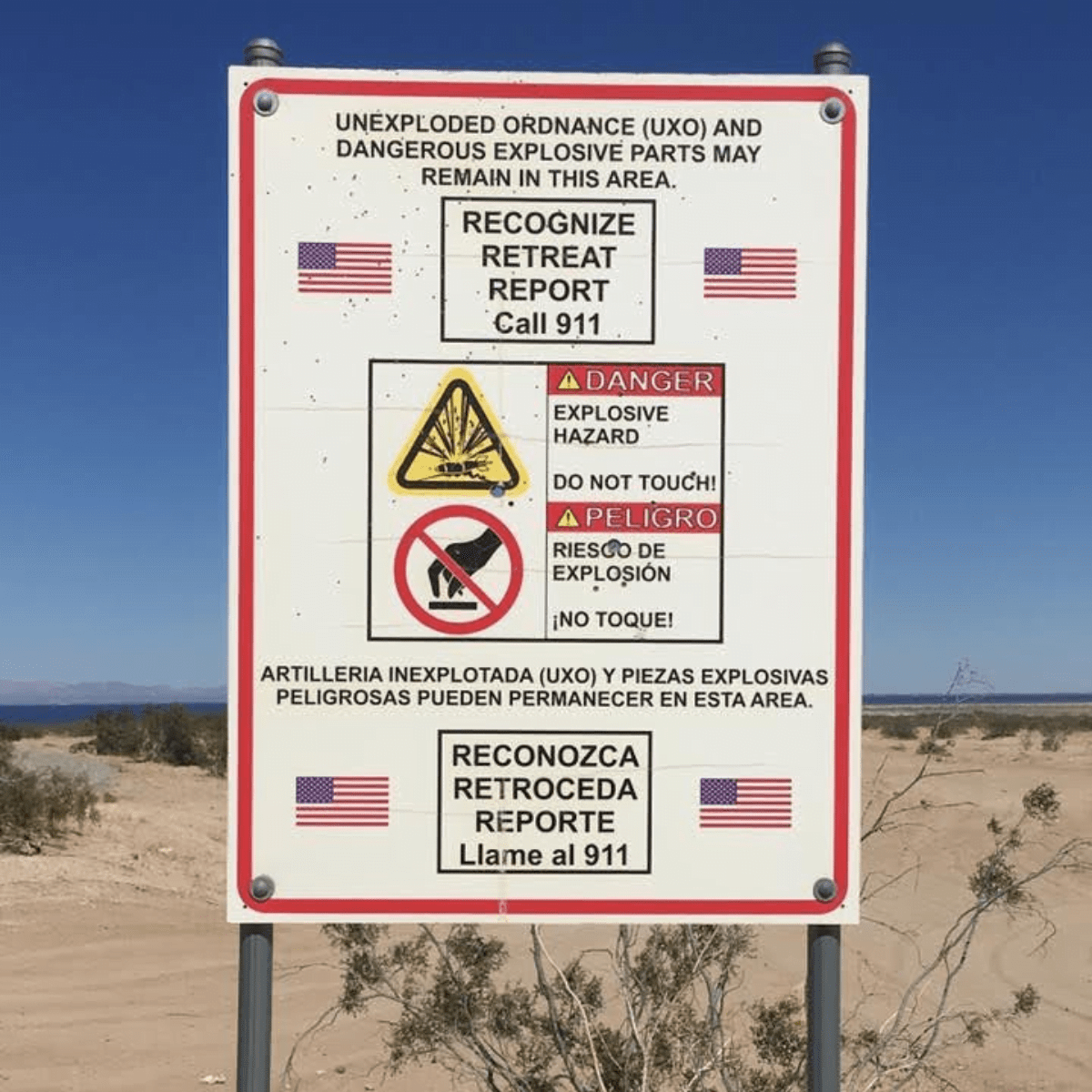 The Salton Sea area in California is known to have unexploded ordnance (UXO) or unexploded bombs, which are a serious concern for public safety