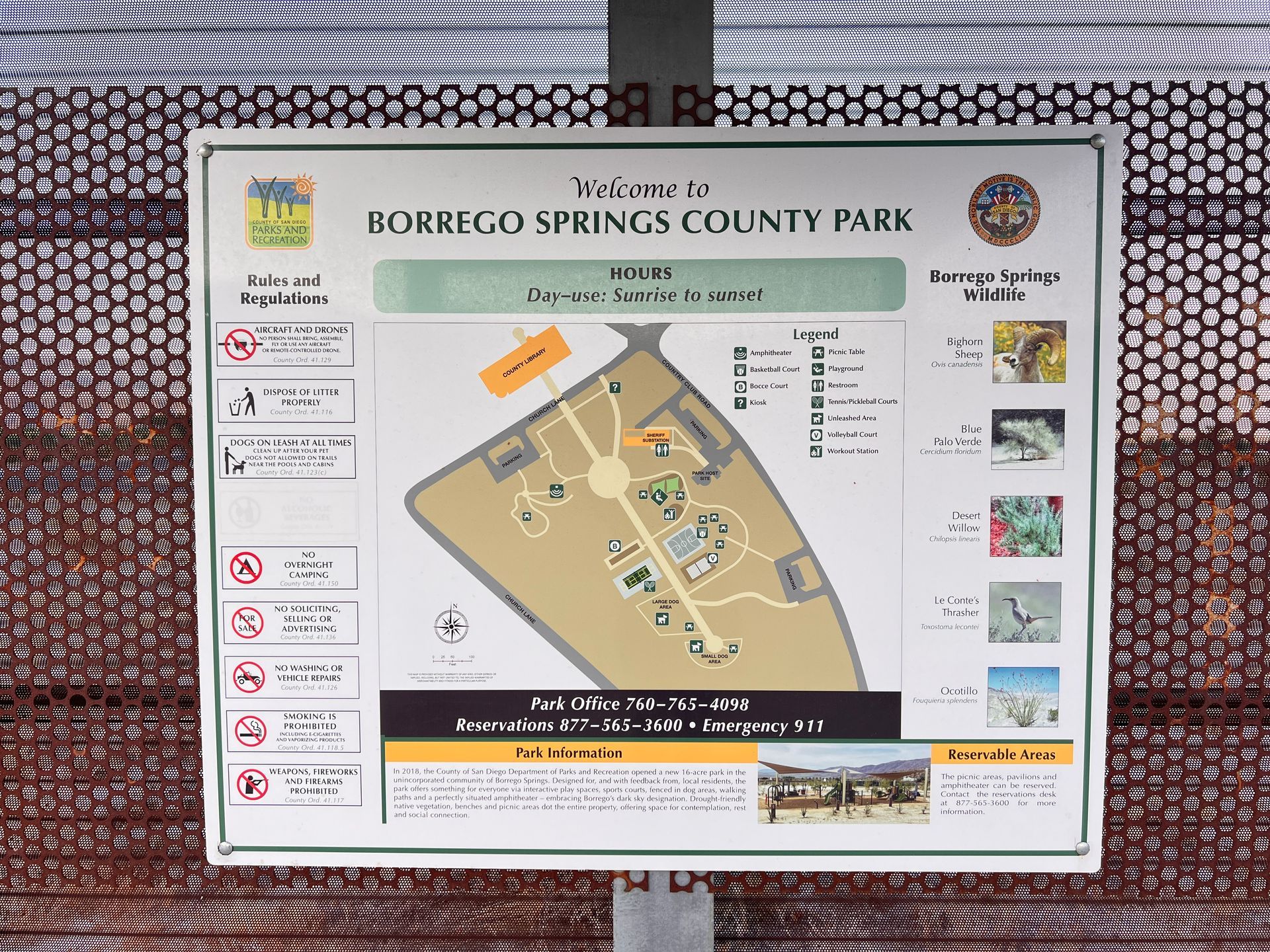 Borrego Springs County Park Map
