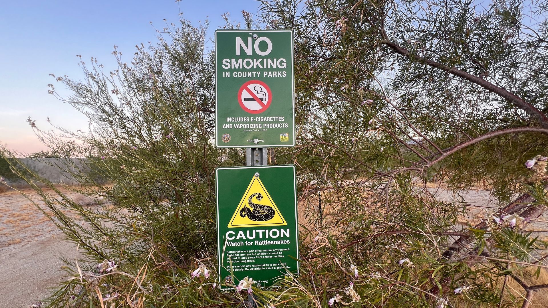 Borrego Springs County Park  Warning Signs