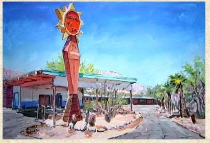 Bob Dylan Painting of Borrego Springs Hotel Hacienda Del Sol

