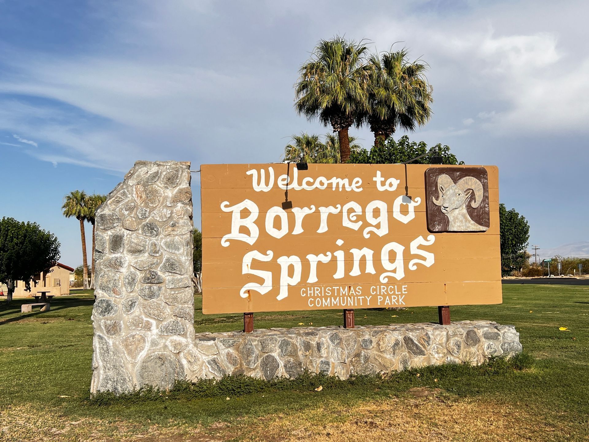 Borrego Springs Welcome Sign at Christmas Circle 