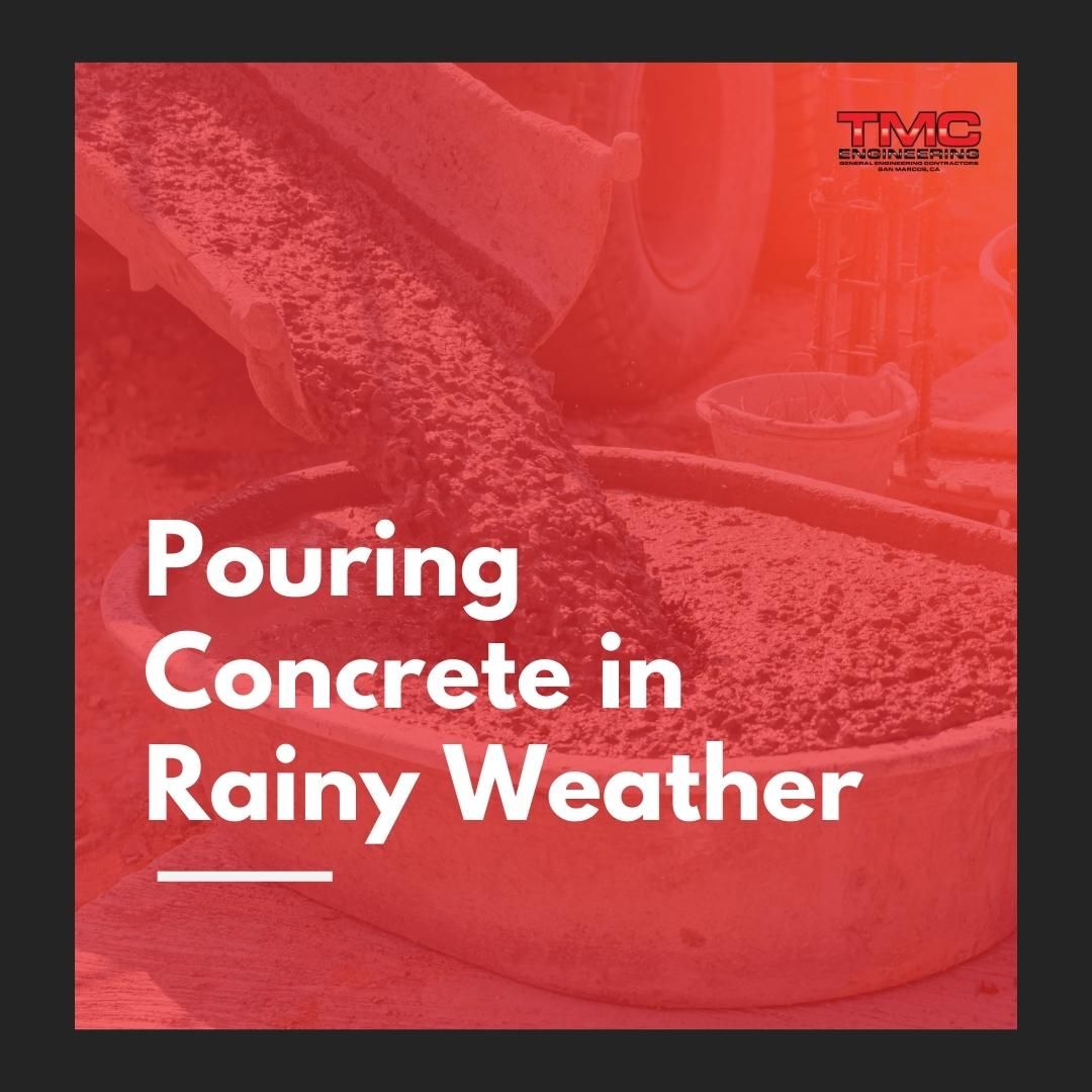 A poster about pouring concrete in rainy weather