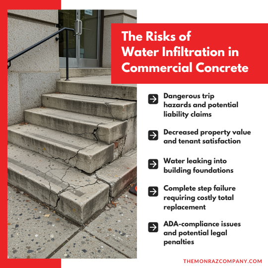 the risks of water infiltration in commercial concrete