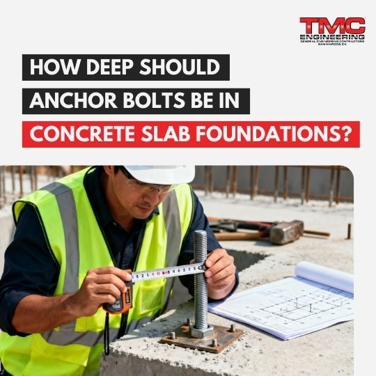 How deep should anchor bolts be in concrete foundation?