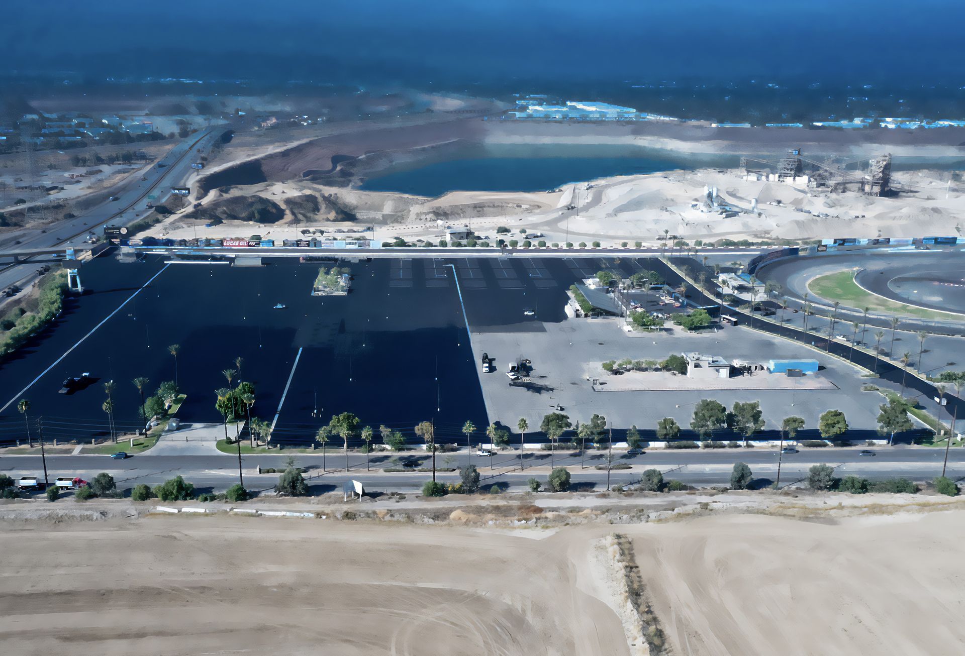 An aerial view of a large body of water
