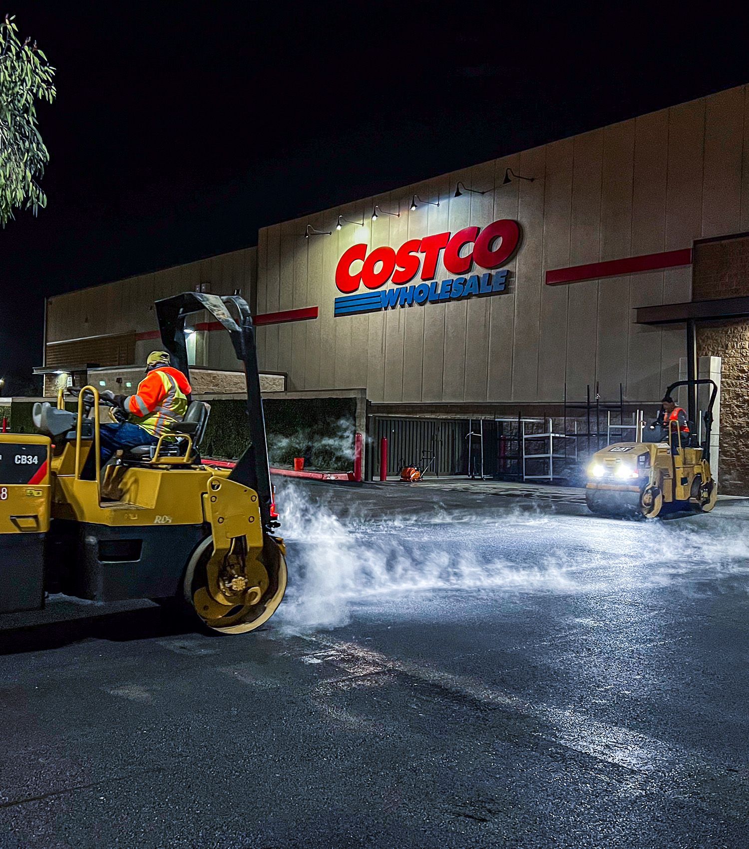 Paving a Costco parking lot