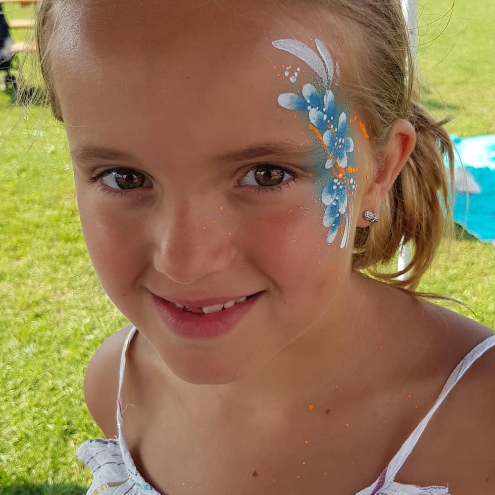 Schmink kind bloemen neon spetters