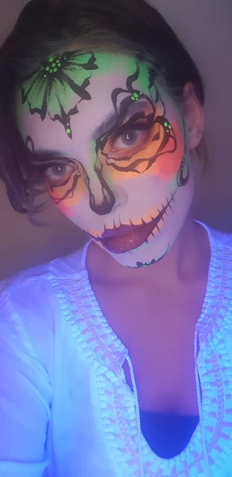 Sugar skull neon uv schmink
