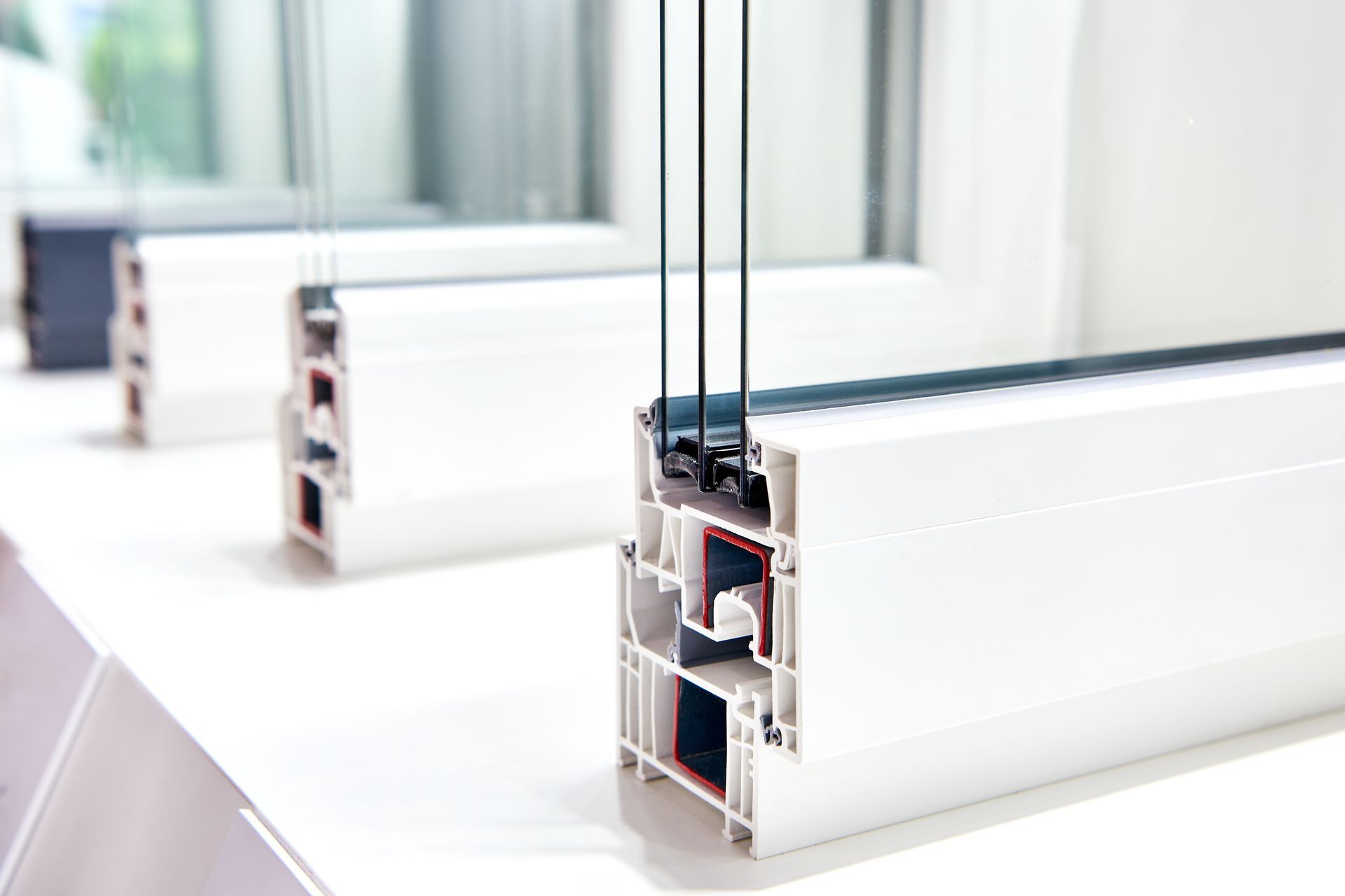 Sectional frame of plastic insulating glass unit.