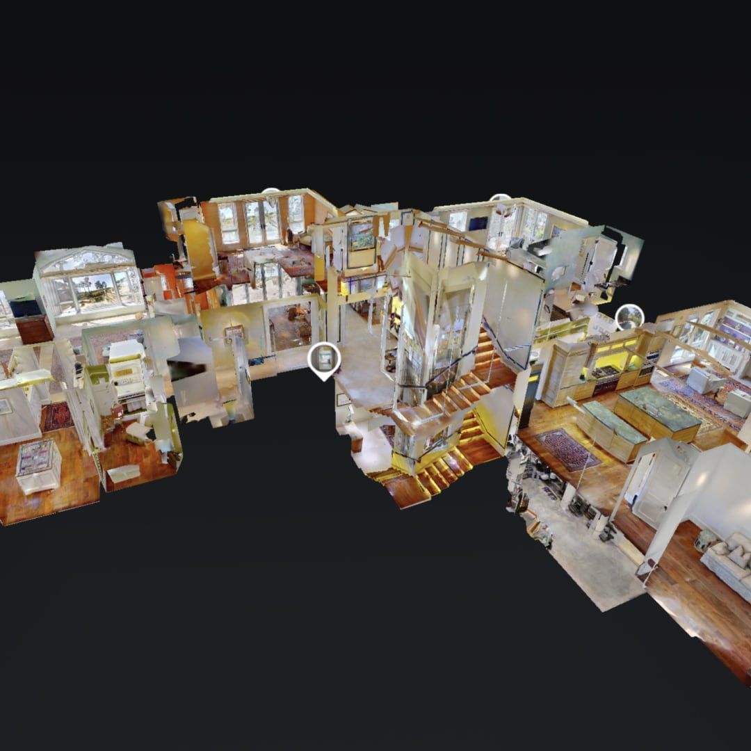 A 3d model of a house on a black background