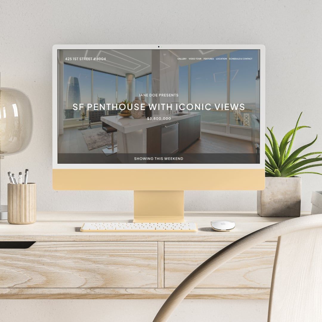 A computer monitor displaying a penthouse with iconic views