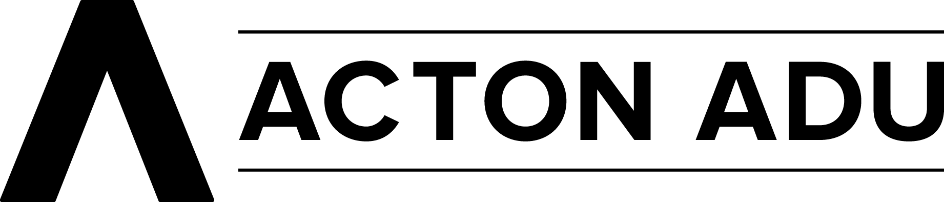 A black and white logo for a company called acton ado