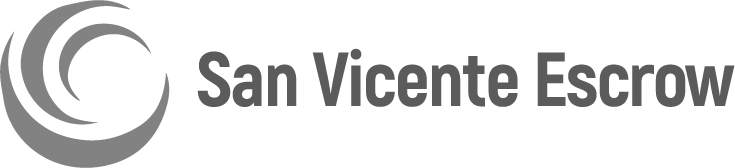 A black and white logo for san vicente escrow