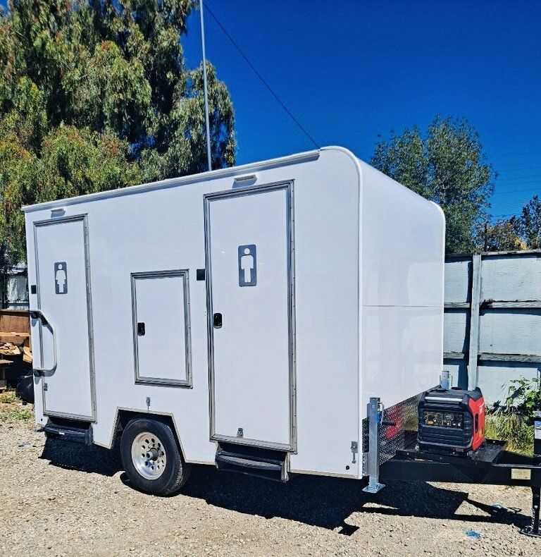 Restroom trailer outside