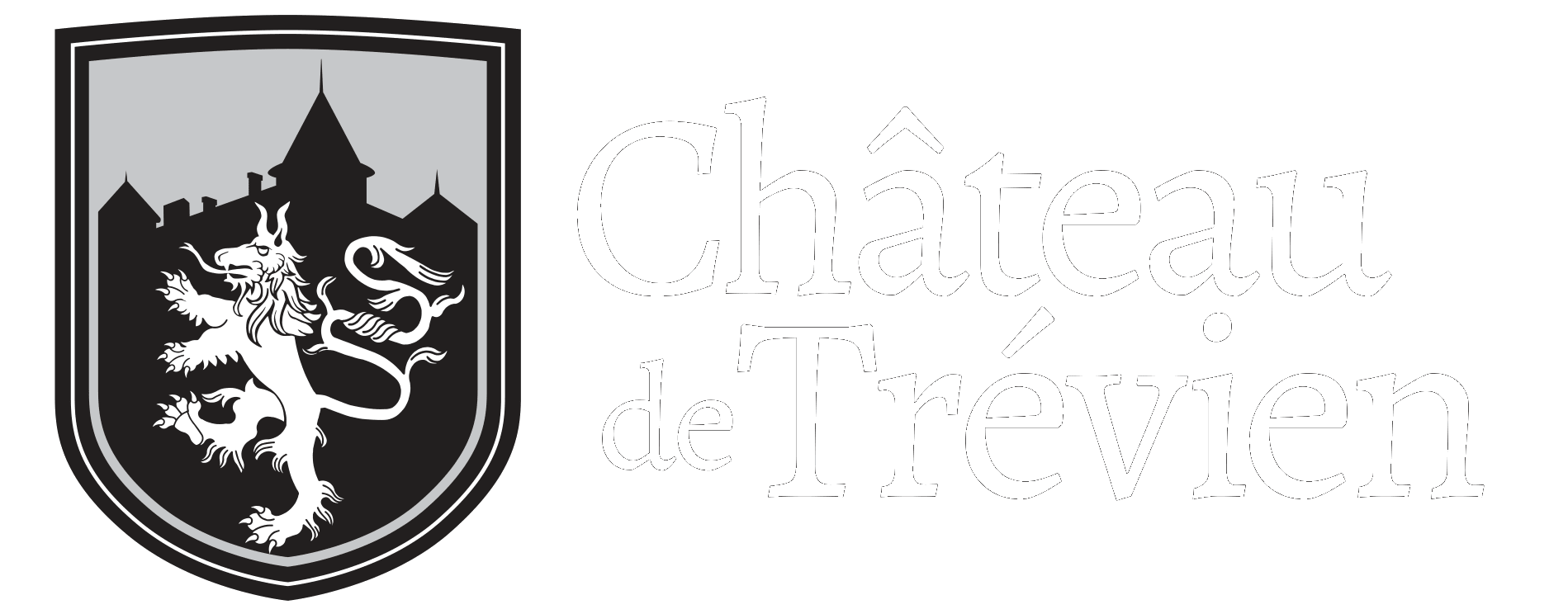 Logo for Château Evren, featuring a shield with a lion and castle, and the company name.
