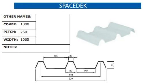 A drawing of a roof with the word spacedek on it