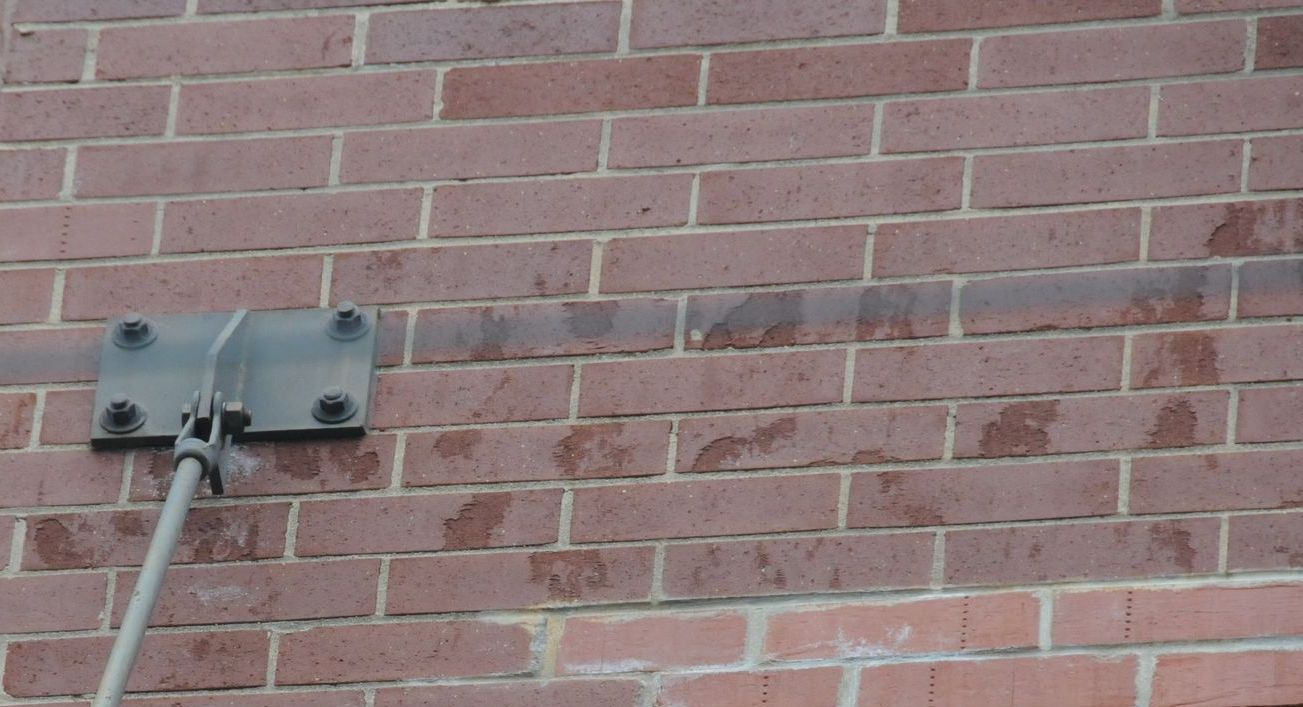 Wet concrete mansonry unit parapet, Wicker Park, Chicago