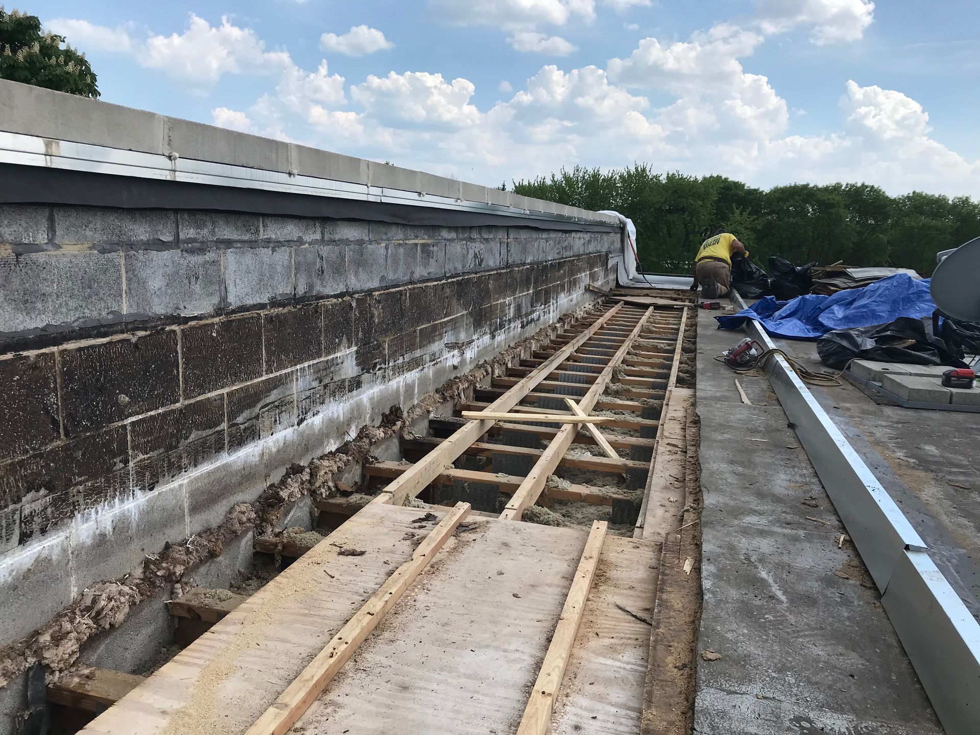Clay Coping with failing mortar joint on bell in Edgewater, Chicago