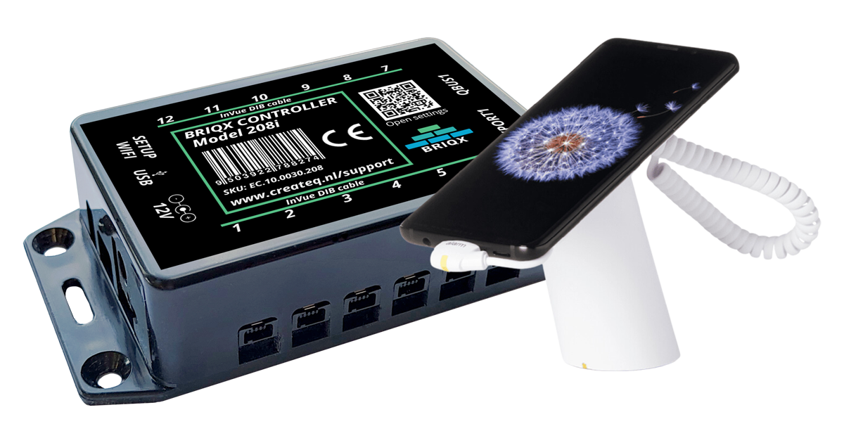 BRIQX 208i Interactive Retail Kit, Alternatief voor InVue DIB controller met 4K-mediaplayer