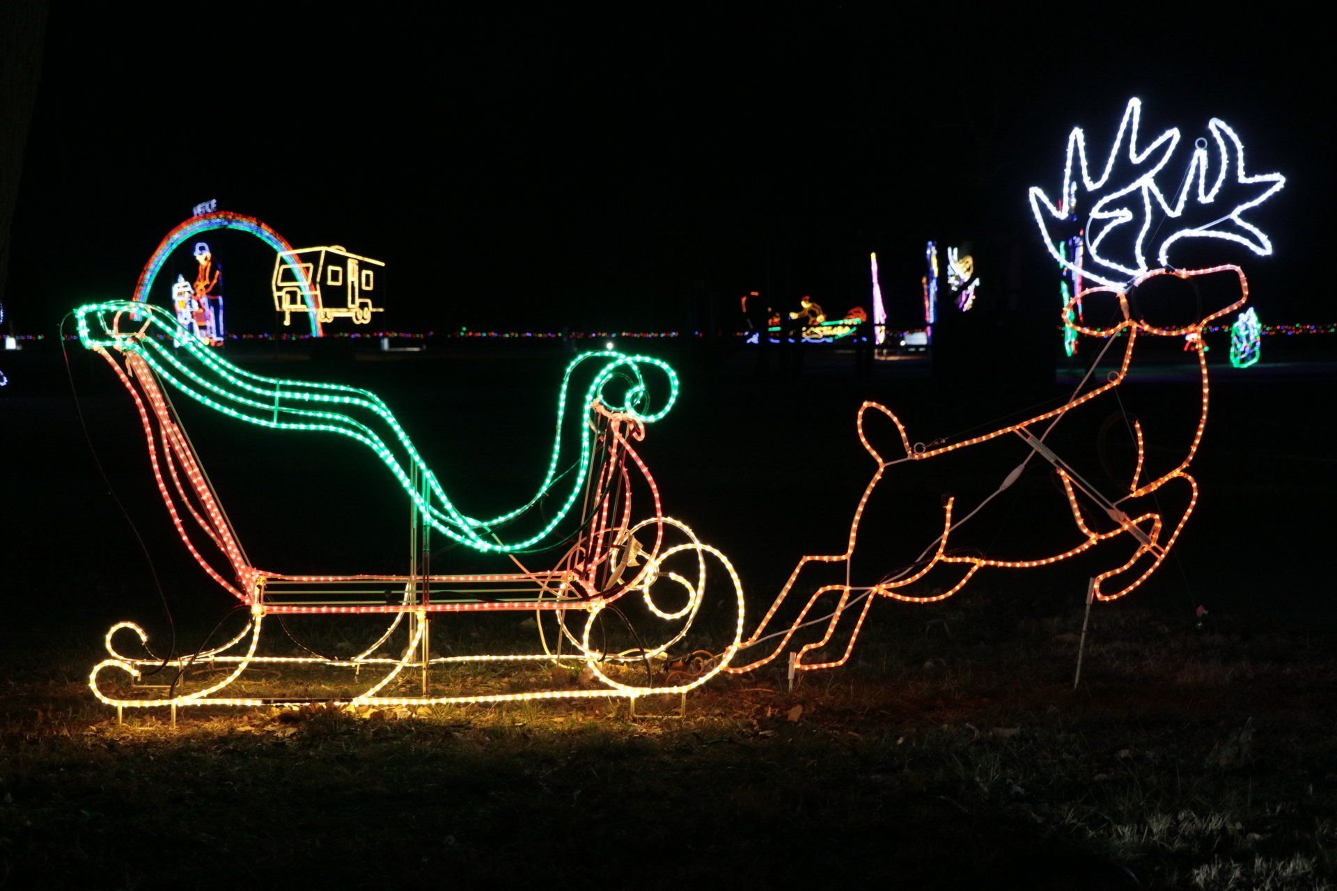 Sleigh and rain deer