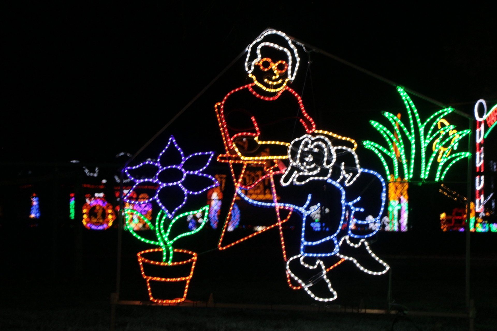 Velda with dog and flowers