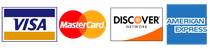 Accepted payment methods: Visa, MasterCard, Discover Network, and American Express logos.