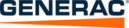 The Generac company logo in dark blue letters with an orange horizontal wedge shape underneath.