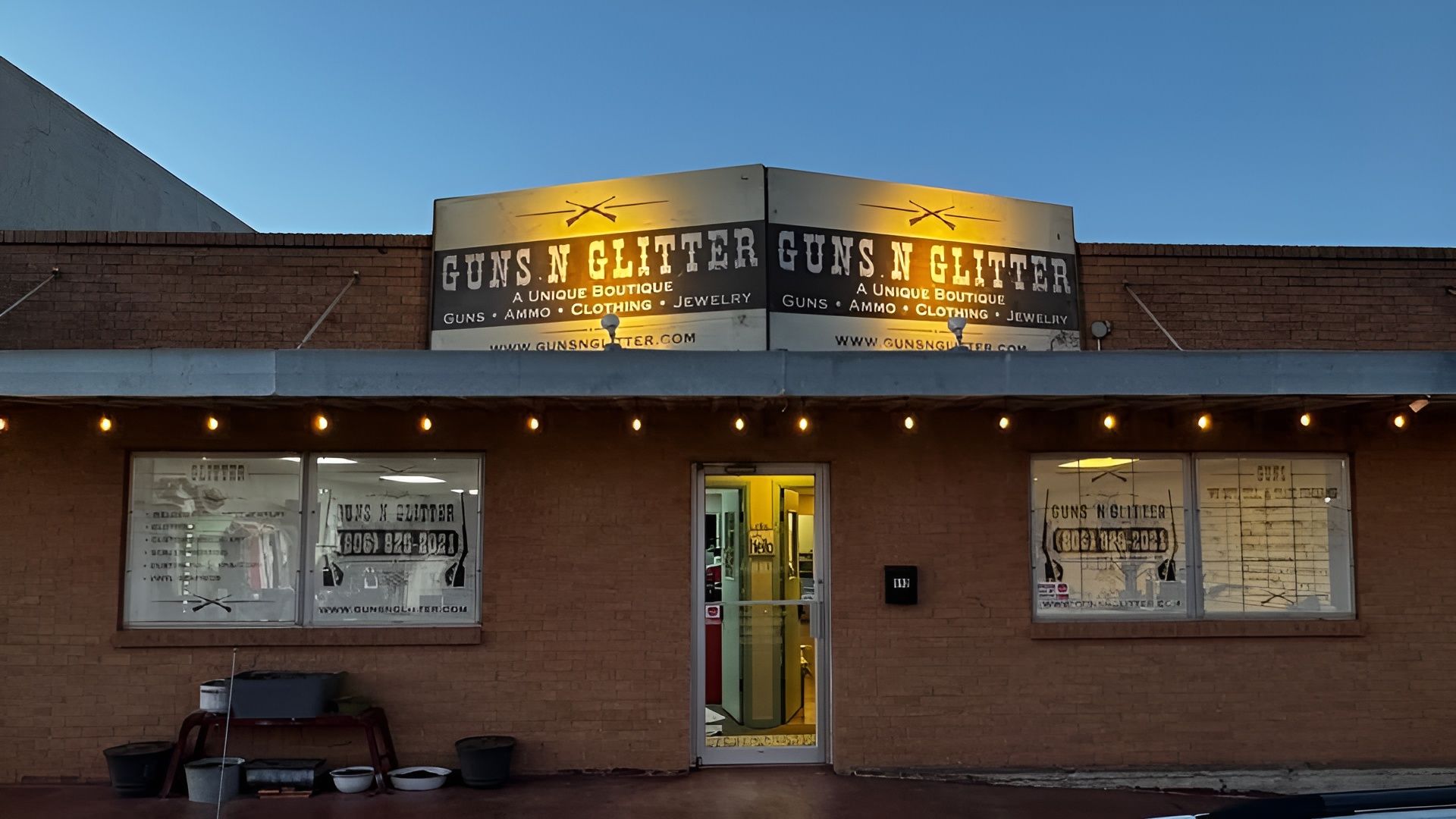 Storefront with sign 