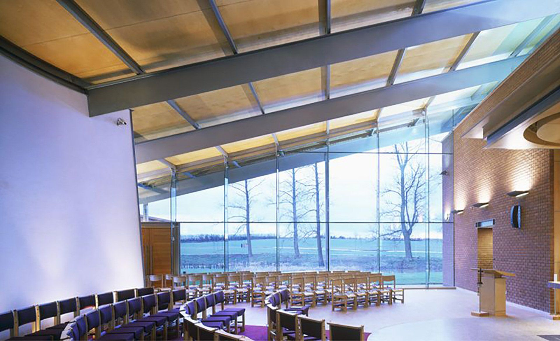 Glass-sided building