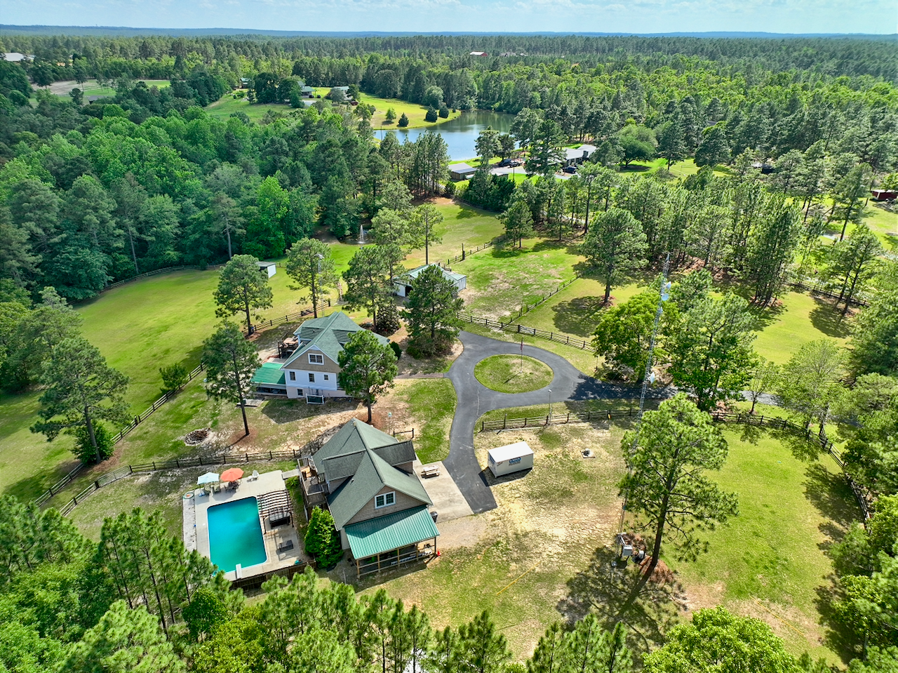 Aerial view of 10 acre horse farm