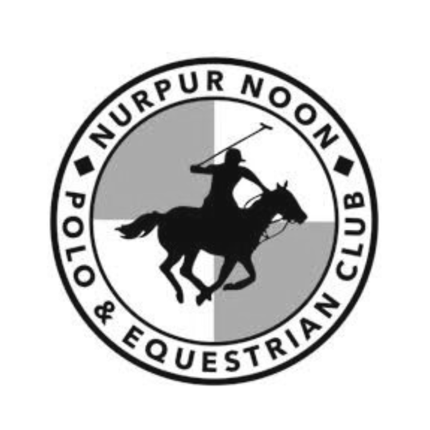 A logo for nurpur noon polo and equestrian club