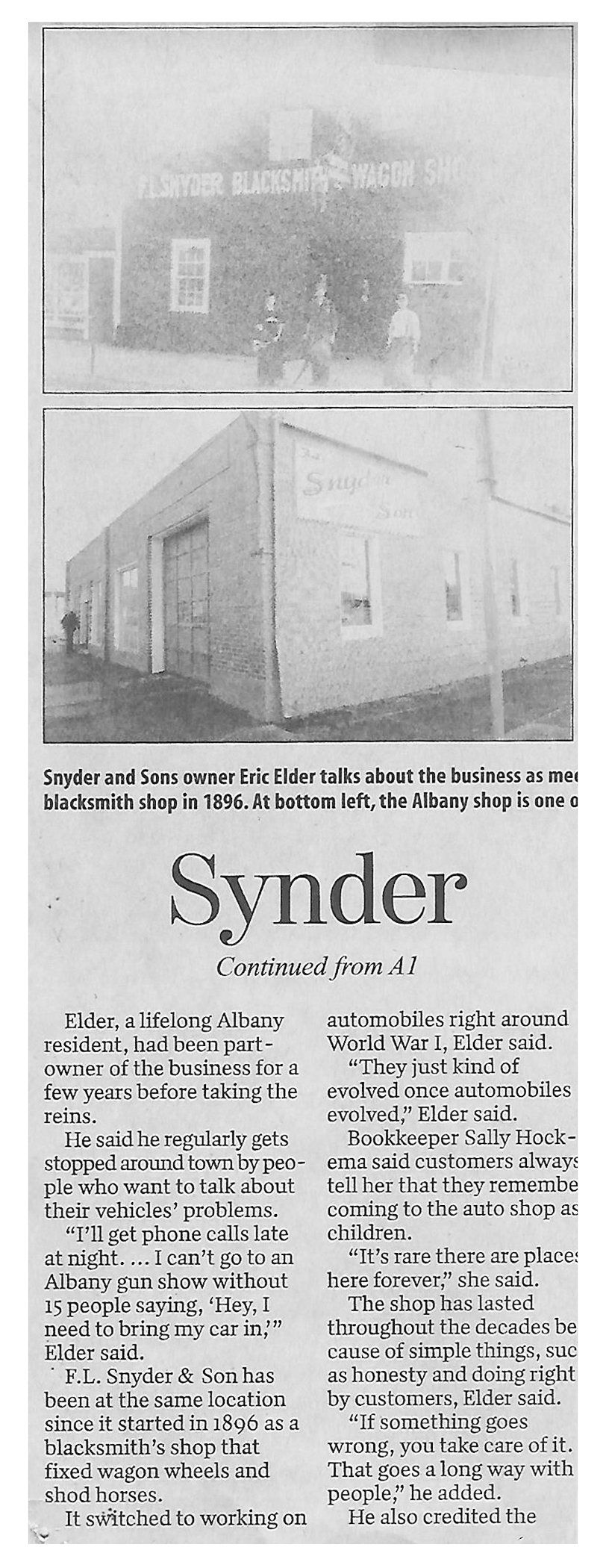Car Service History — Albany, OR — Snyder F L & Son, Inc